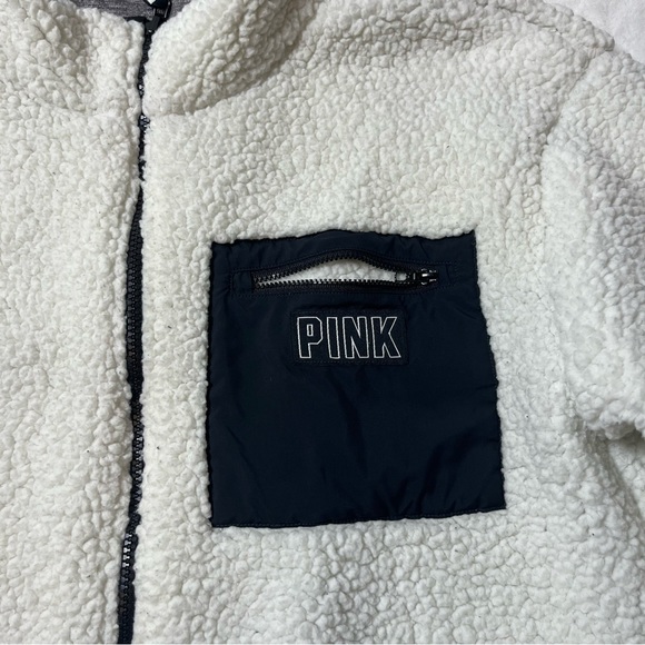 Victoria’s Secret Pink Reversible Sherpa jacket full zip Size M - Picture 2 of 6